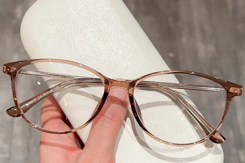 Lunettes ovales en acétate brun #BS423-0308