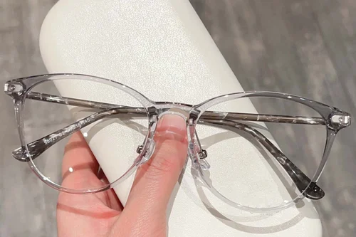 Lunettes ovales en acétate gris #BS423-0312