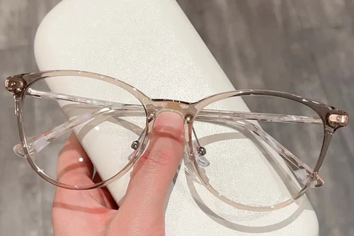Lunettes ovales en acétate brun #BS423-0313