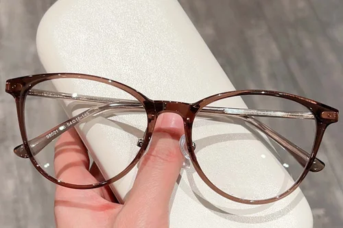 Lunettes ovales en acétate brun #BS423-0315