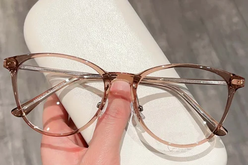 Lunettes ovales en acétate brun #BS423-0316