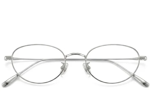 Lunettes ovales en titane argenté #BS423-0320