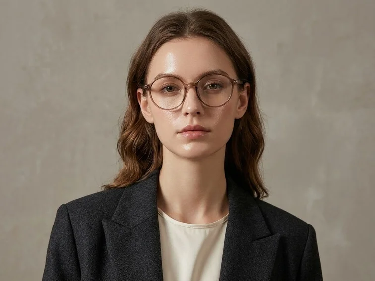 Round Brown TR90 Glasses #BS423-0371