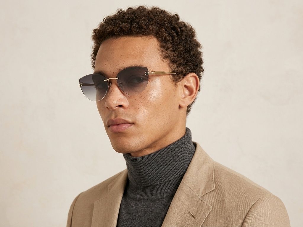 Invisible Golden Metal Sunglasses #BS423-0397