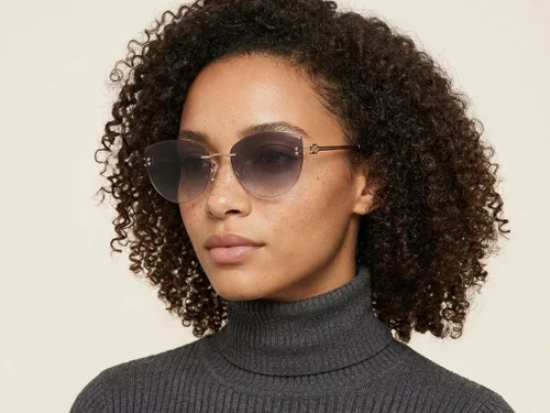 Lunettes de soleil invisibles en métal doré #BS423-0398
