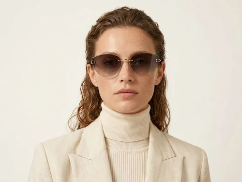 Lunettes de soleil invisibles en métal doré #BS423-0399