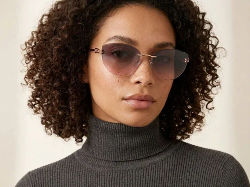 Lunettes de soleil invisibles en métal rose #BS423-0400