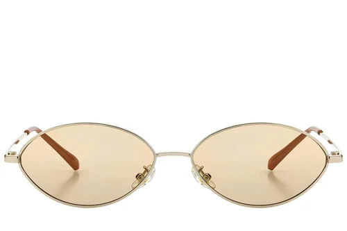Lunettes de soleil ovales en métal doré #BS423-0401