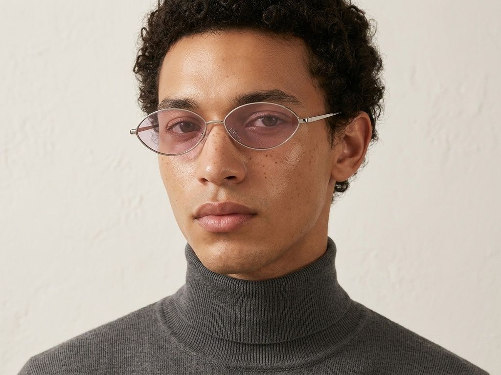 Gafas de sol ovaladas de metal plateado #BS423-0402