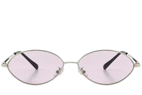 Lunettes de soleil ovales en métal argenté #BS423-0402