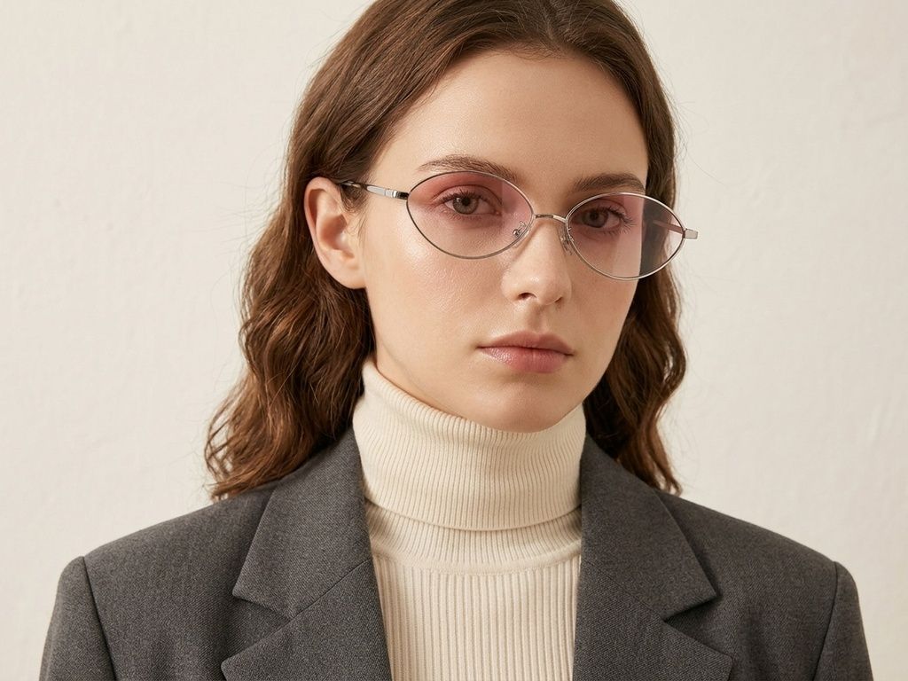 Oval Silver Metal Sunglasses #BS423-0403