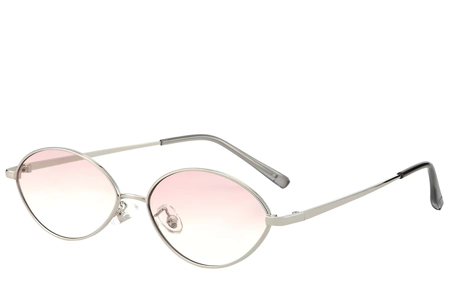 Oval Silver Metal Sunglasses #BS423-0403