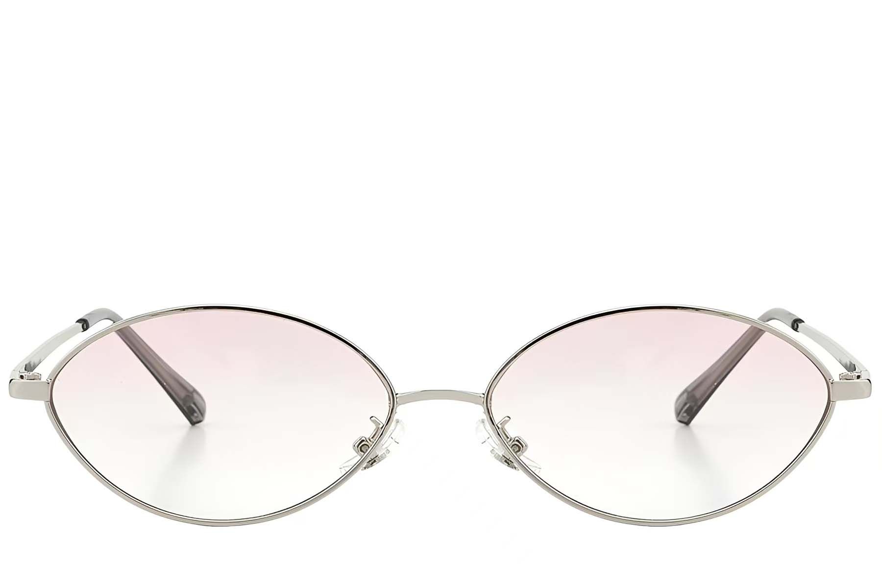 Oval Silver Metal Sunglasses #BS423-0403