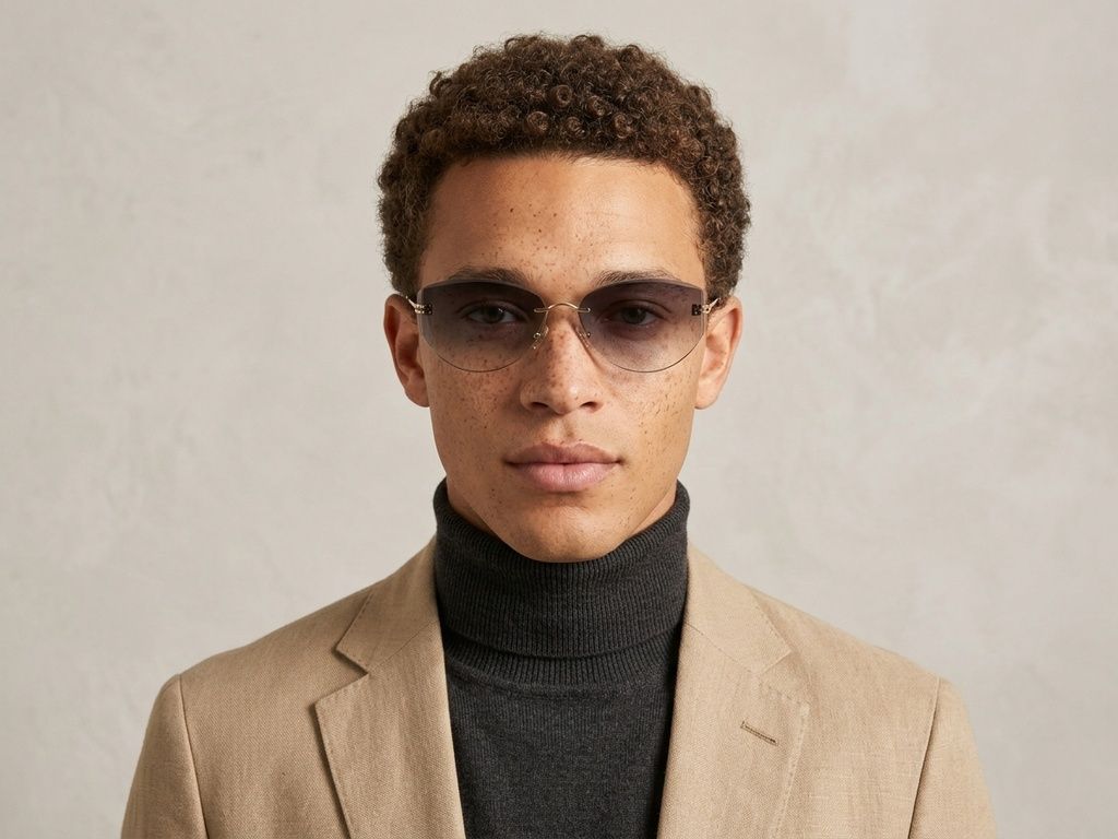 Lunettes de soleil invisibles en métal doré #BS423-0407