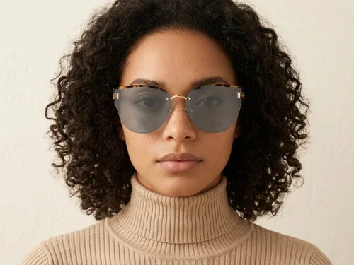 Lunettes de soleil invisibles en métal doré #BS423-0416