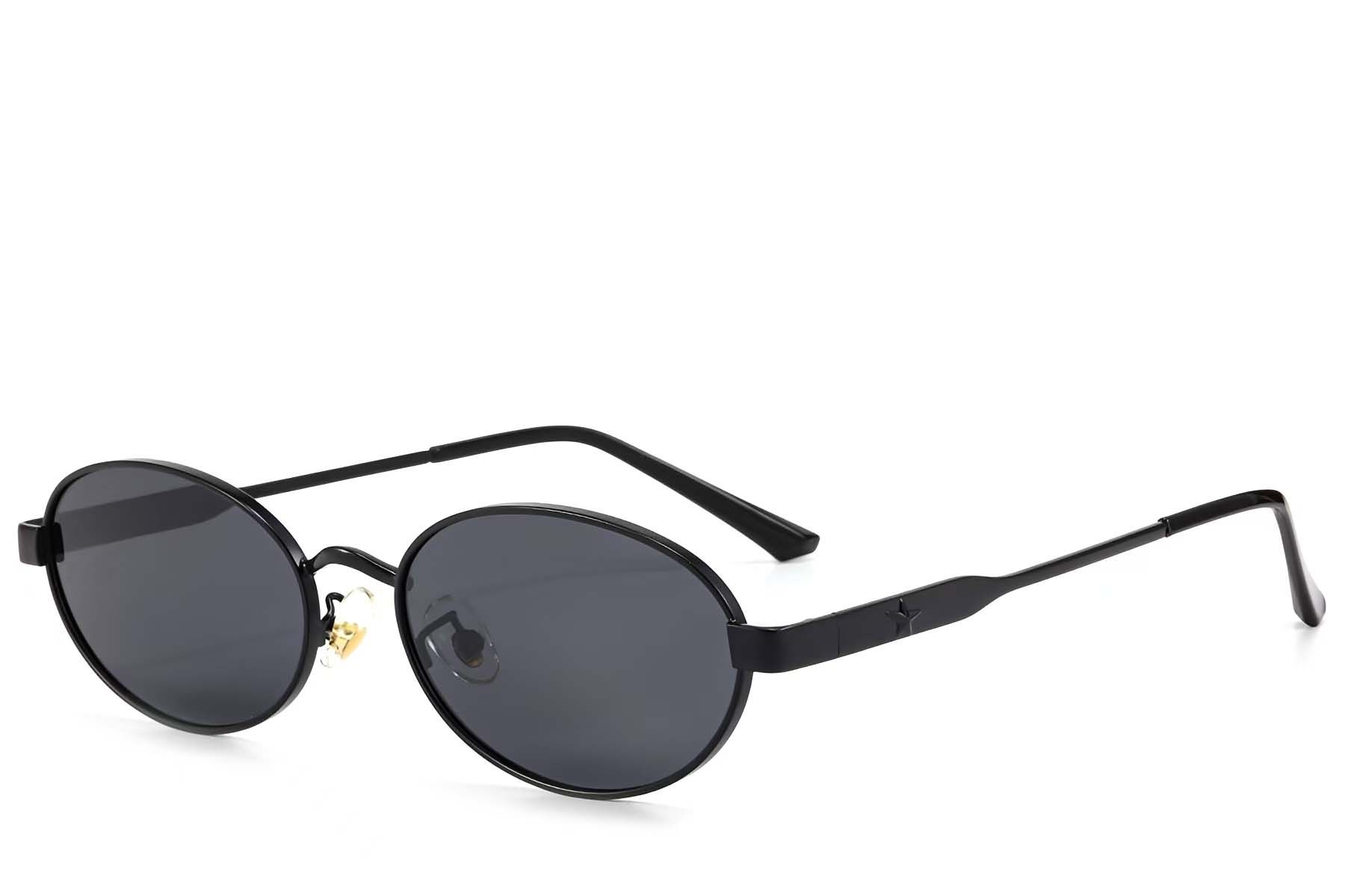 Oval Black Metal Sunglasses #BS423-0420