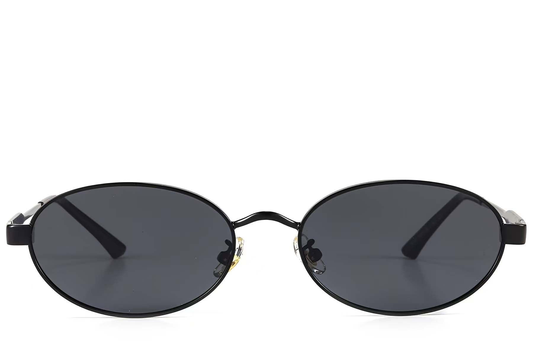 Oval Black Metal Sunglasses #BS423-0420