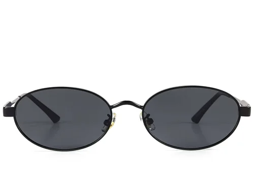 Lunettes de soleil ovales en métal noir #BS423-0420
