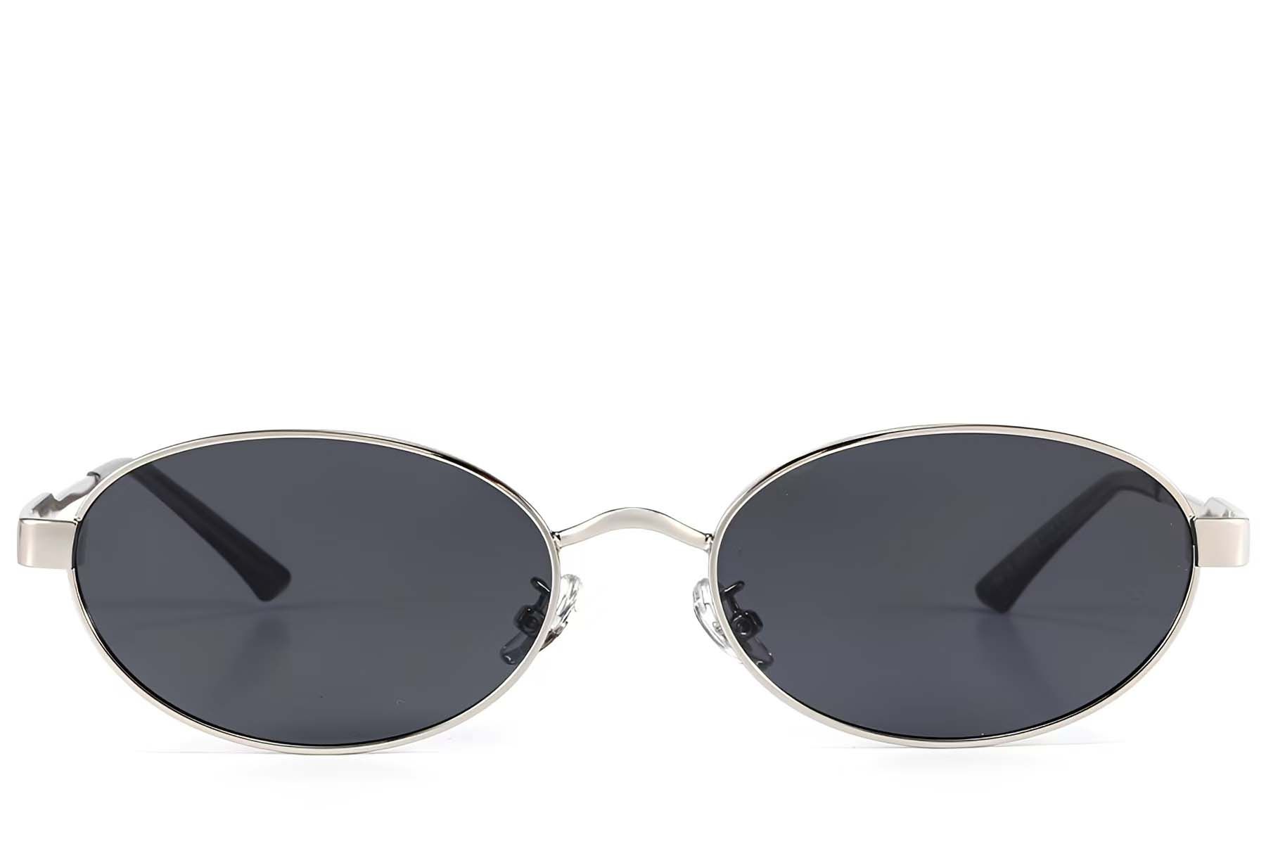Oval Silver Metal Sunglasses #BS423-0421