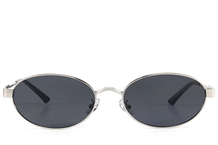 Oval Silver Metal Sunglasses #BS423-0421