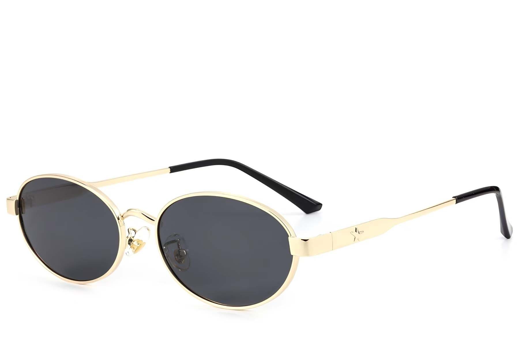 Gafas de sol ovaladas de metal dorado #BS423-0422