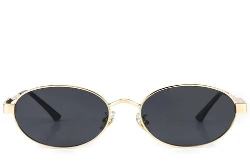Lunettes de soleil ovales en métal doré #BS423-0422