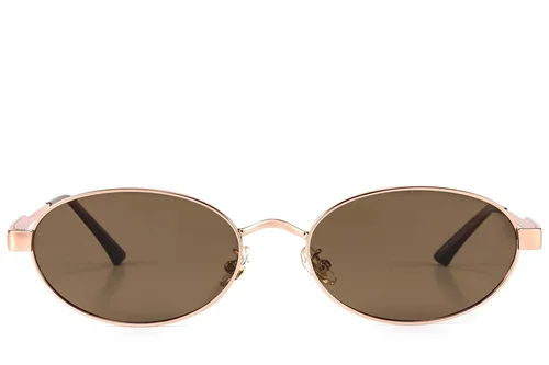 Lunettes de soleil ovales en métal rose #BS423-0423