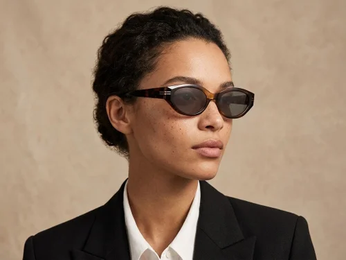 Lunettes de soleil ovales écaille de tortue TR90 #BS423-0431