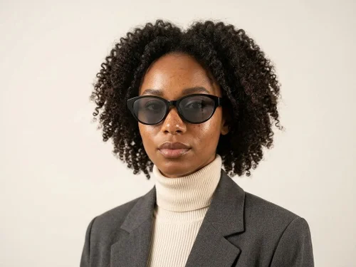 Lunettes de soleil ovales noires TR90 #BS423-0432