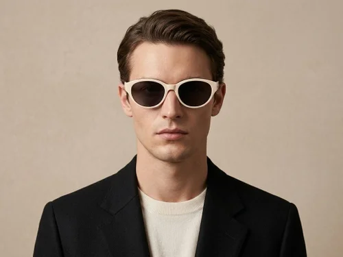 Lunettes de soleil ovales crème TR90 #BS423-0435