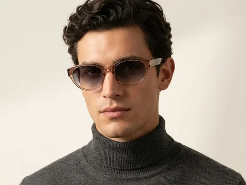 Lunettes de soleil ovales marron TR90 #BS423-0436