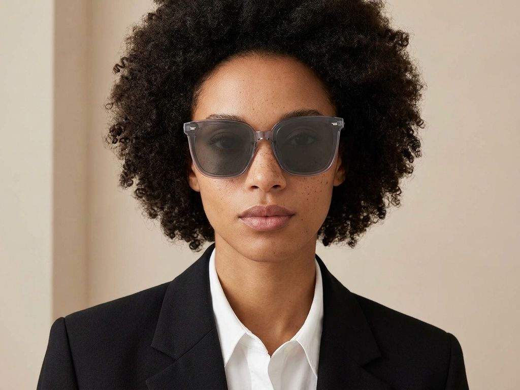 Gafas de sol rectangulares grises TR90 #BS423-0450