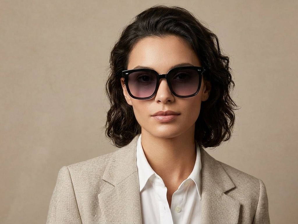 Rectangular Black TR90 Sunglasses #BS423-0451