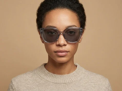 Lunettes de soleil ovales grises TR90 #BS423-0456