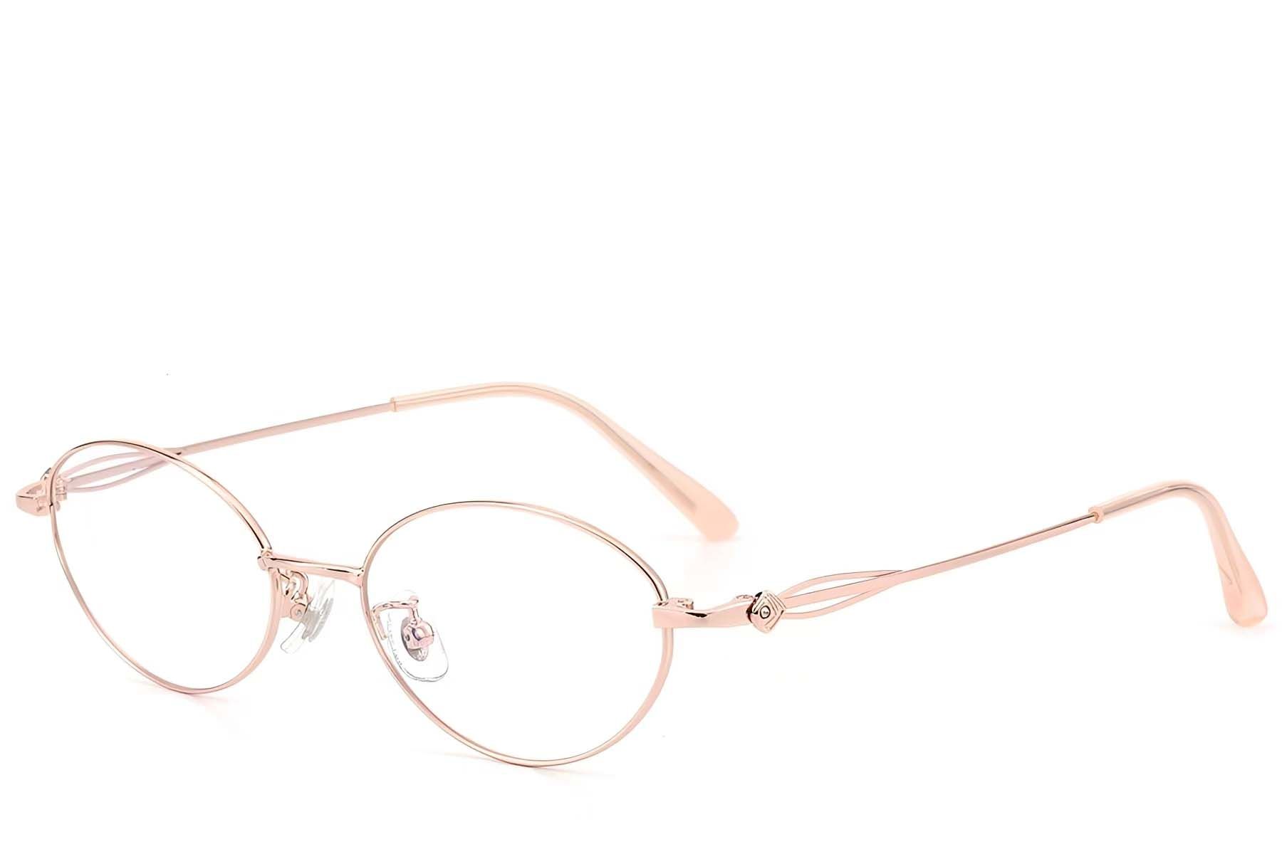 Oval Pink Titanium Glasses #BS423-0457