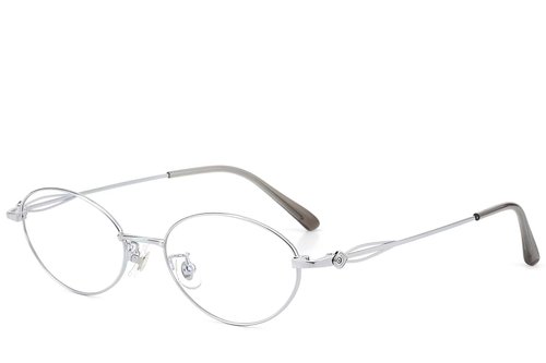Lunettes ovales en titane argenté #BS423-0458