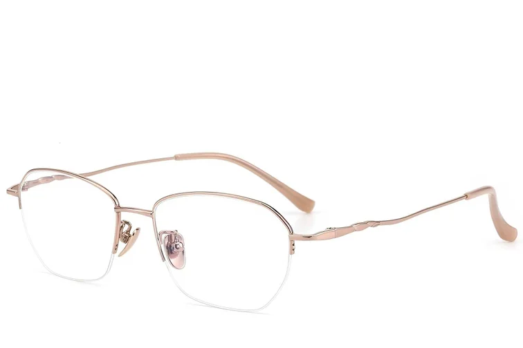 Semi-rimless Pink Titanium Glasses #BS423-0461