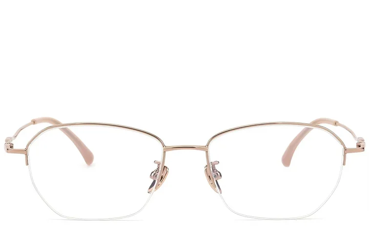 Semi-rimless Pink Titanium Glasses #BS423-0461