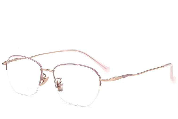 Semi-rimless Pink Titanium Glasses #BS423-0462