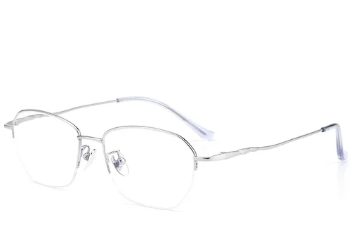 Lunettes semi-cerclées en titane argenté #BS423-0463