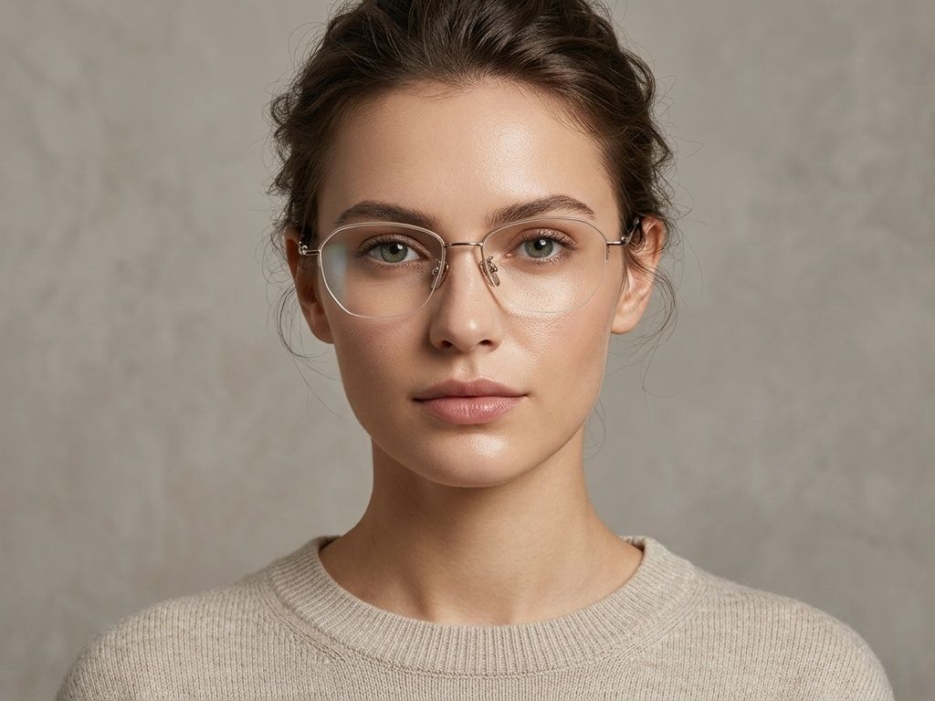 Lunettes semi-cerclées en titane brun #BS423-0465