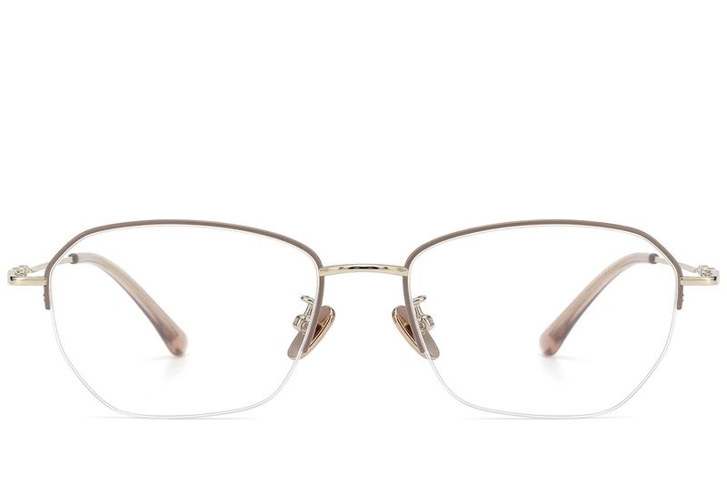 Lunettes semi-cerclées en titane brun #BS423-0465