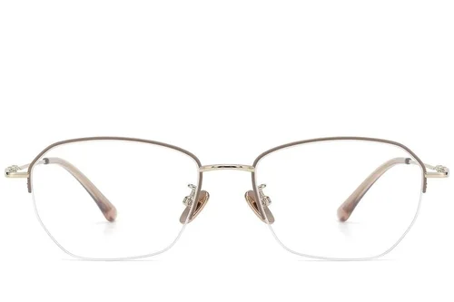 Lunettes semi-cerclées en titane brun #BS423-0465