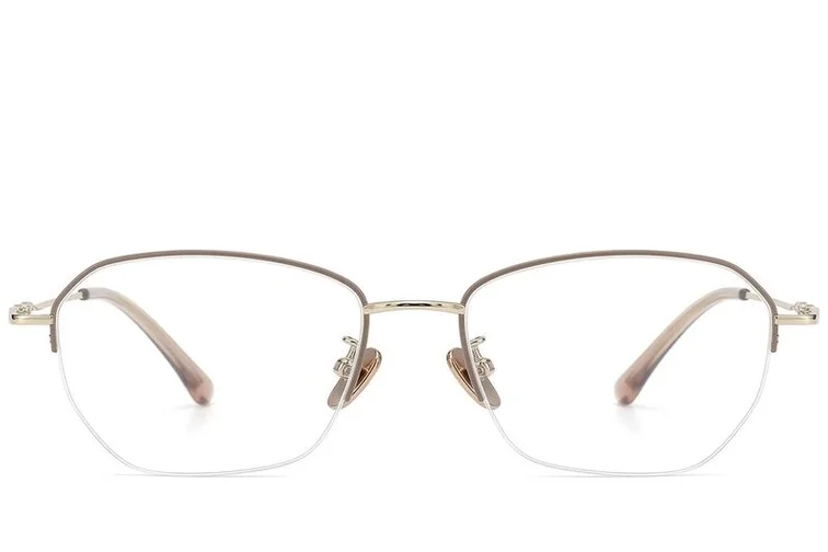 Semi-rimless Brown Titanium Glasses #BS423-0465