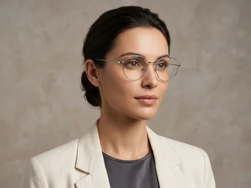 Lunettes géométriques en métal argenté #BS423-0473