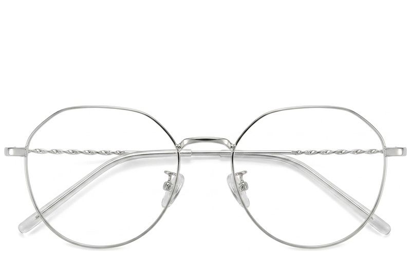 Geometrische Brille aus silberfarbenem Metall #BS423-0473