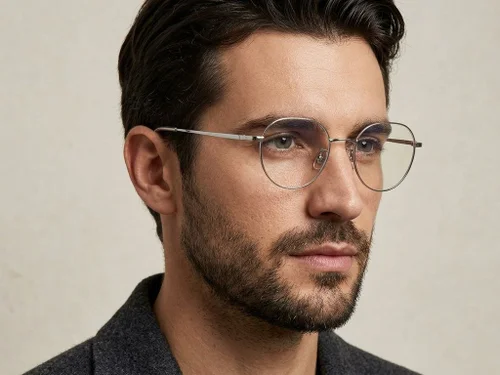 Lunettes géométriques en titane argenté #BS423-0549