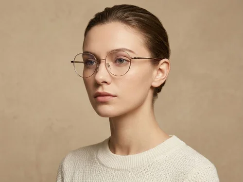 Lunettes géométriques en titane rose #BS423-0550