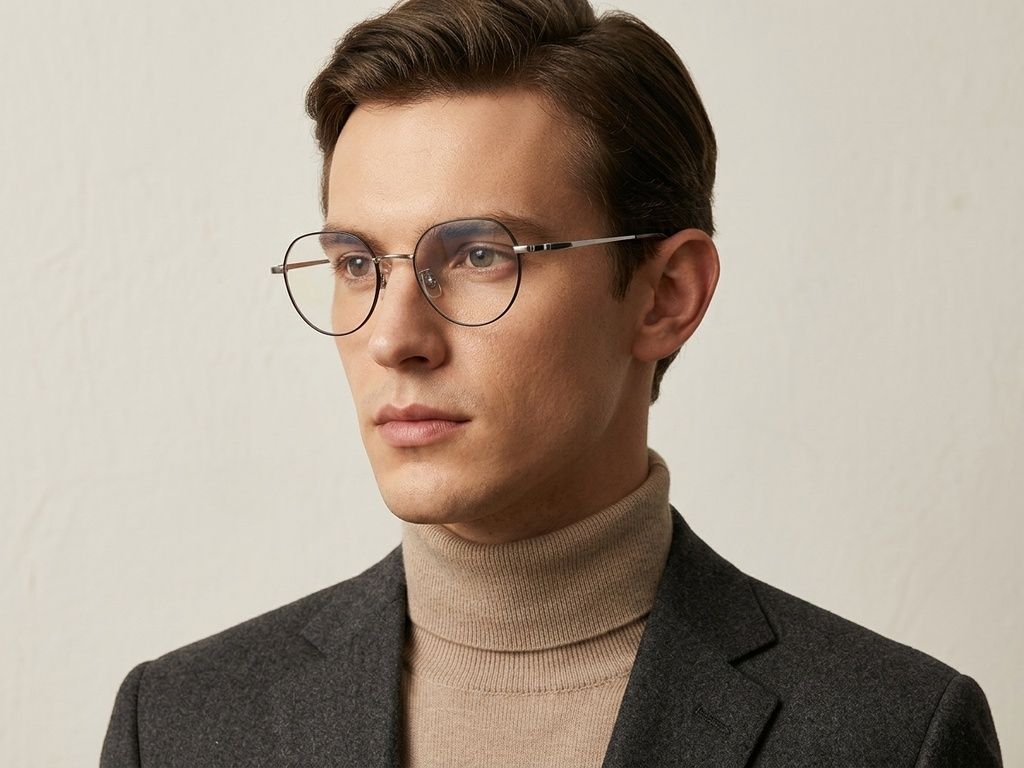 Gafas geométricas de titanio negro #BS423-0551