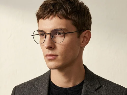 Lunettes géométriques en titane noir #BS423-0552